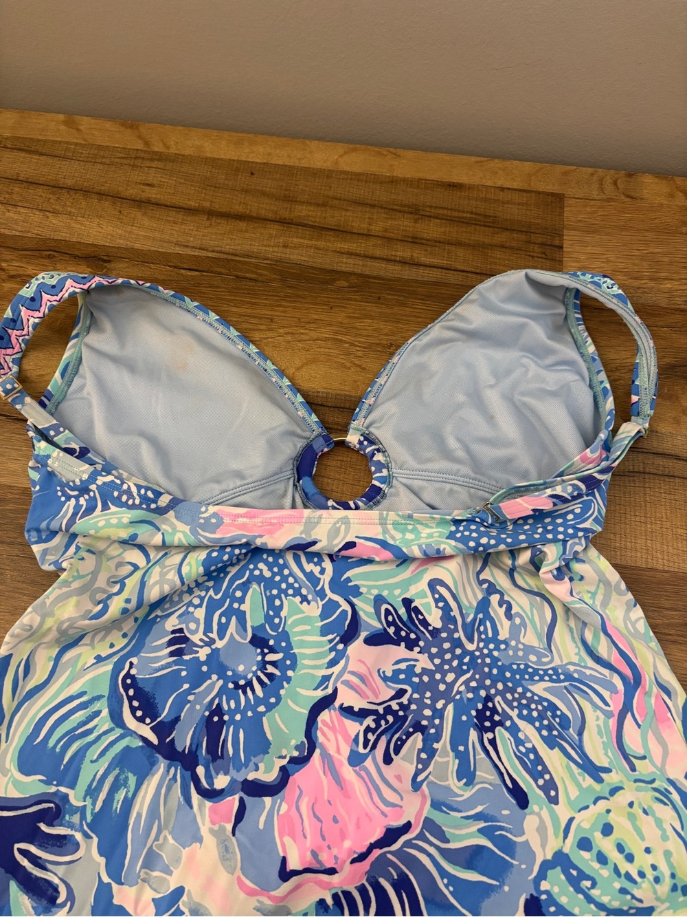 Lilly Pulitzer Brenta Tankini Swimsuit Top Shade Seekers Pink Blue Print - Picture 9 of 11
